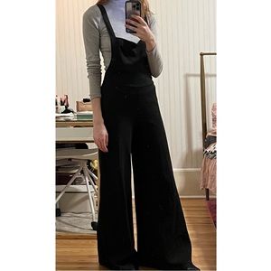 Black Zara Jumpsuit with Straps & Flare Pant Legs